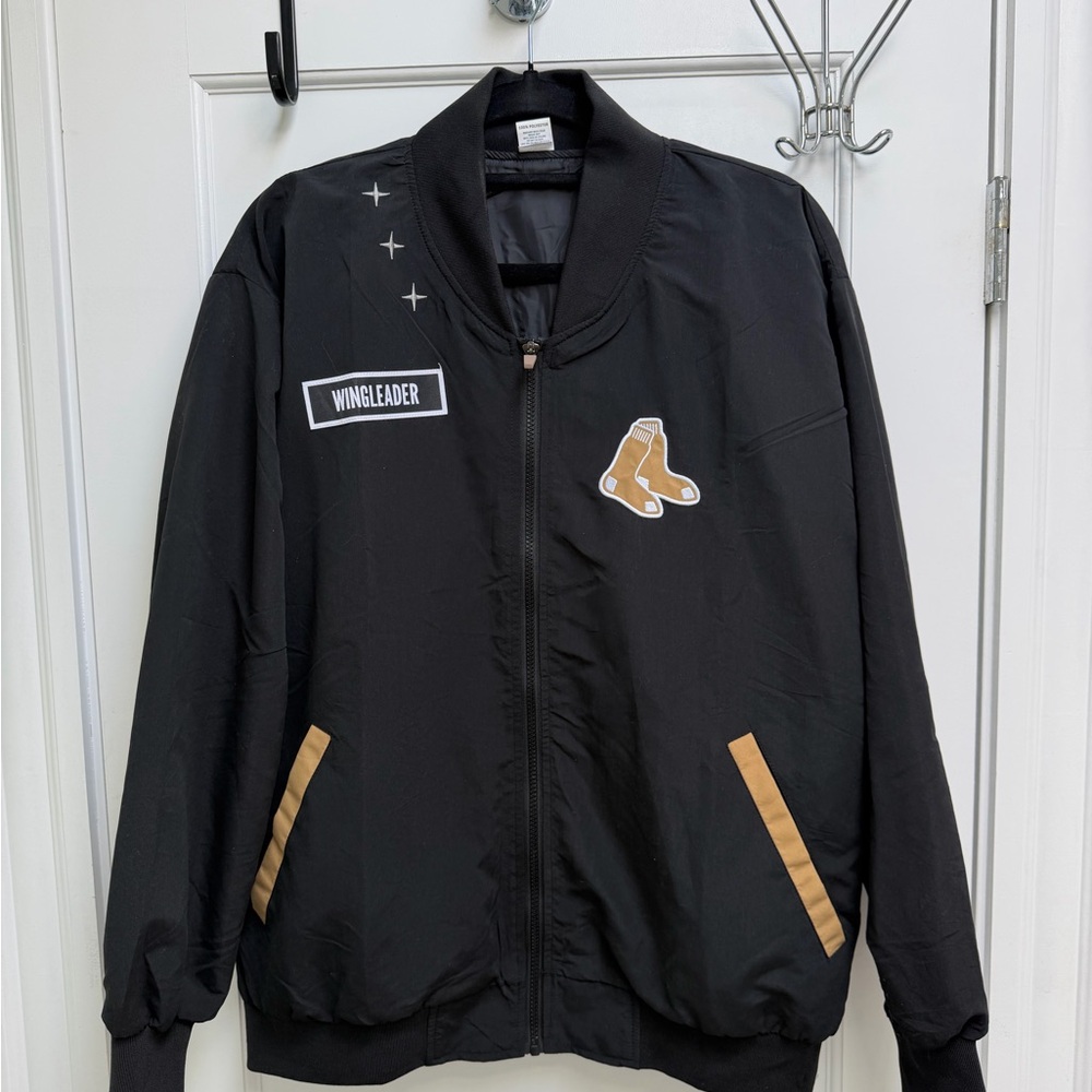 Fourth Wing x Boston Red Sox Riorson Baseball Jacket, Size M, Black/Gold, MLB